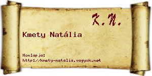 Kmety Natália névjegykártya